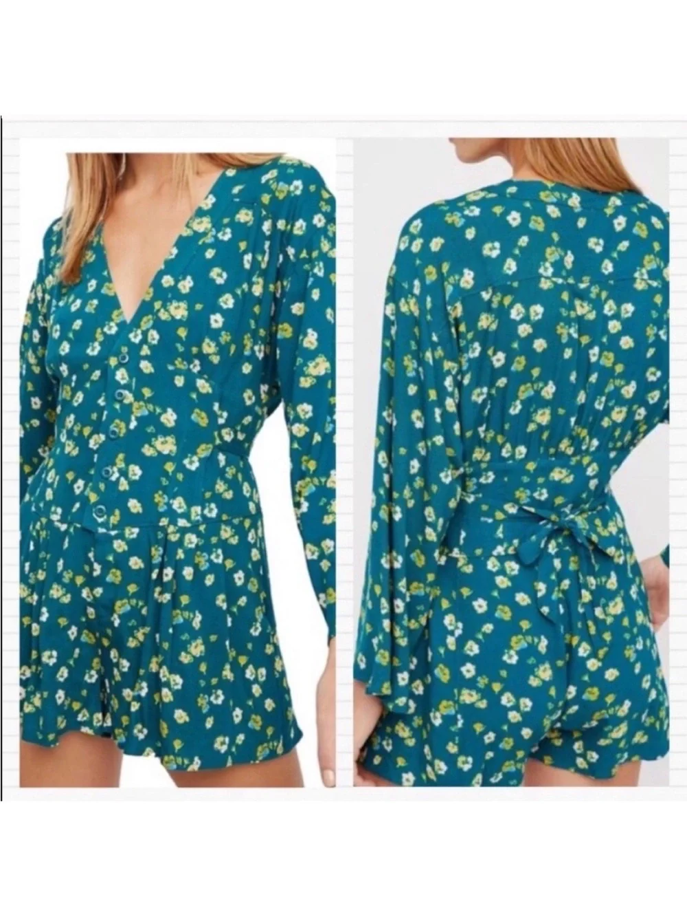 Free People Floral Long-Sleeve Romper